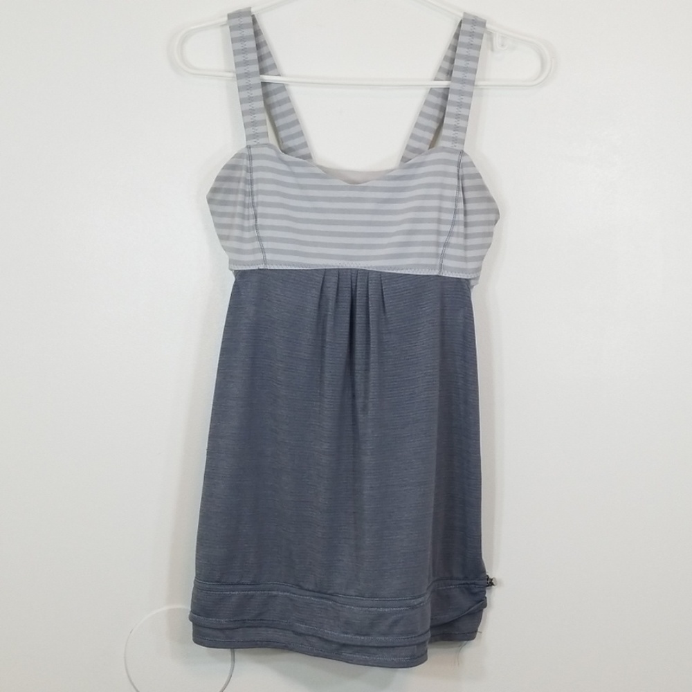 Lululemon 2 in one Grey Striped Tank Top